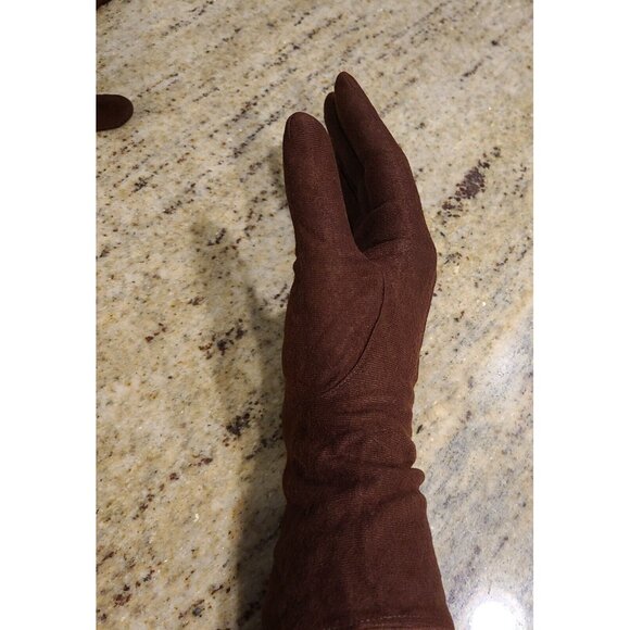 Vintage Women's Plus Size XL/XXL Brown Rayon Formal 11" Gloves Stitching Detail - Picture 16 of 16